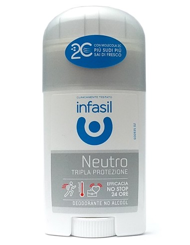 Infasil Deodorante Stick - 40ml - Neutro Tripla Protezione No-stop 24h 2c